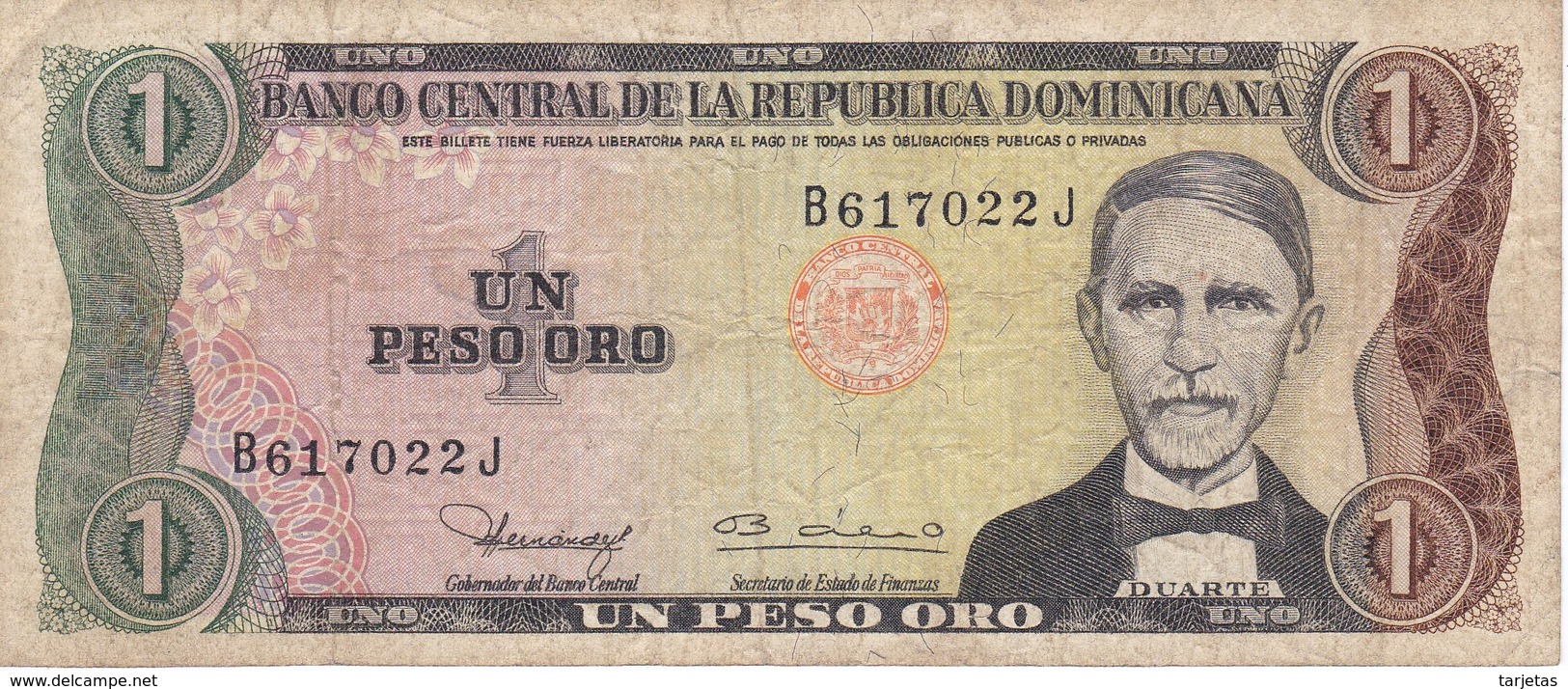 BILLETE DE LA REPUBLICA DOMINICANA DE 1 PESO ORO DEL AÑO 1980  (BANKNOTE) - Dominicana