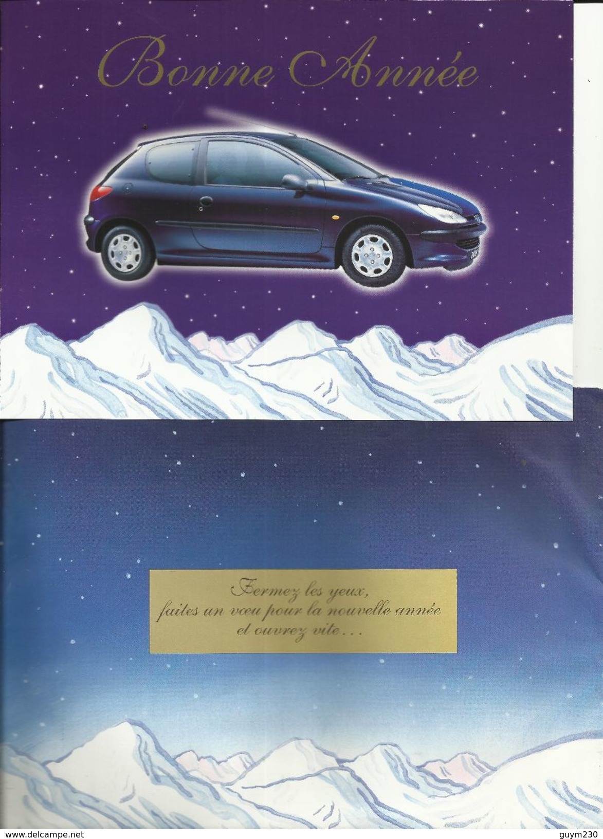 PEUGEOT 106/206/306 - Lot De 3 Grandes Cartes De Voeux 1999 + L'enveloppe - Publicités