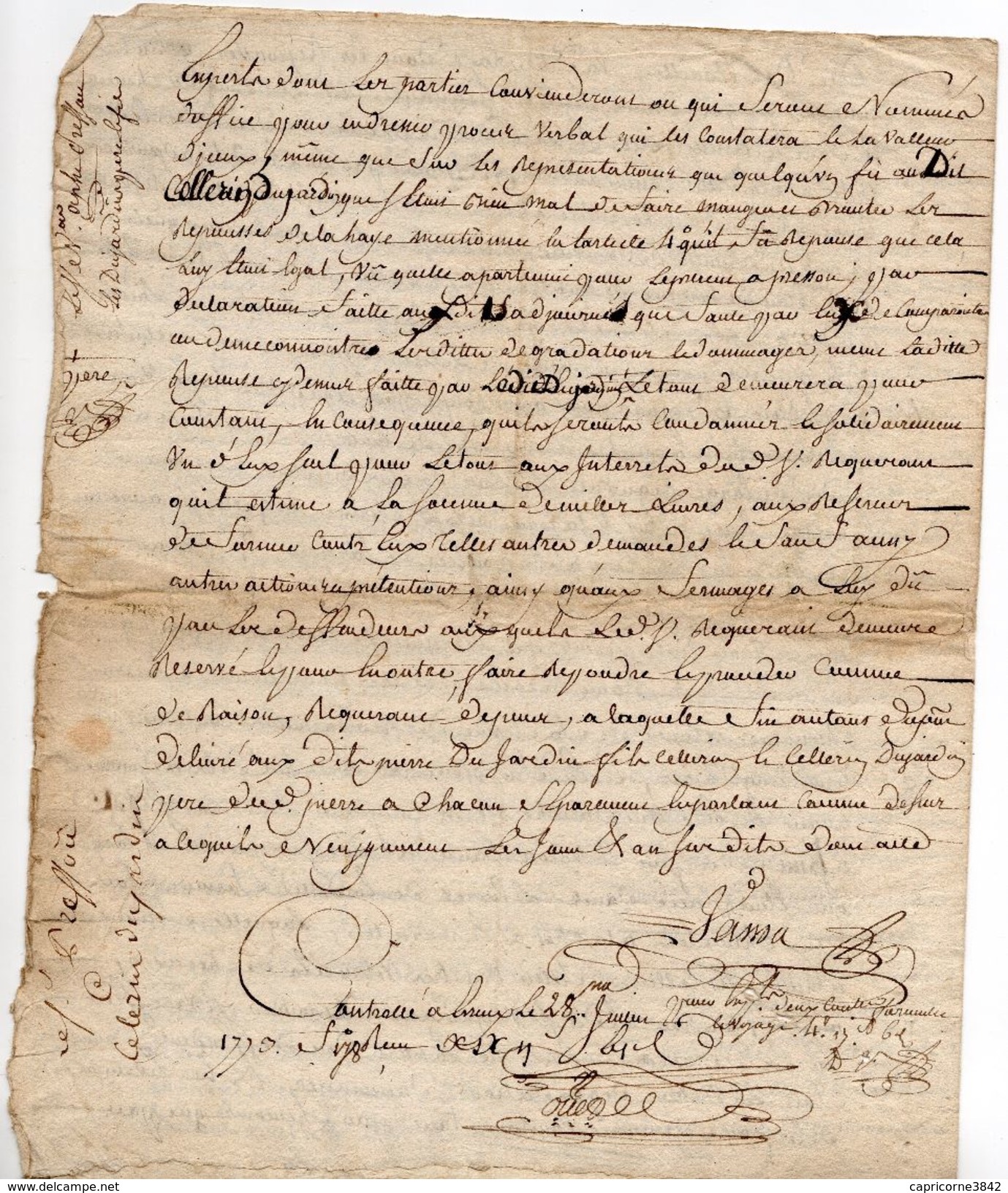1773 - Parchemin Manuscrit  (2  Pages) Cachet Généralité De Rouen De 2 Sols - Seals Of Generality