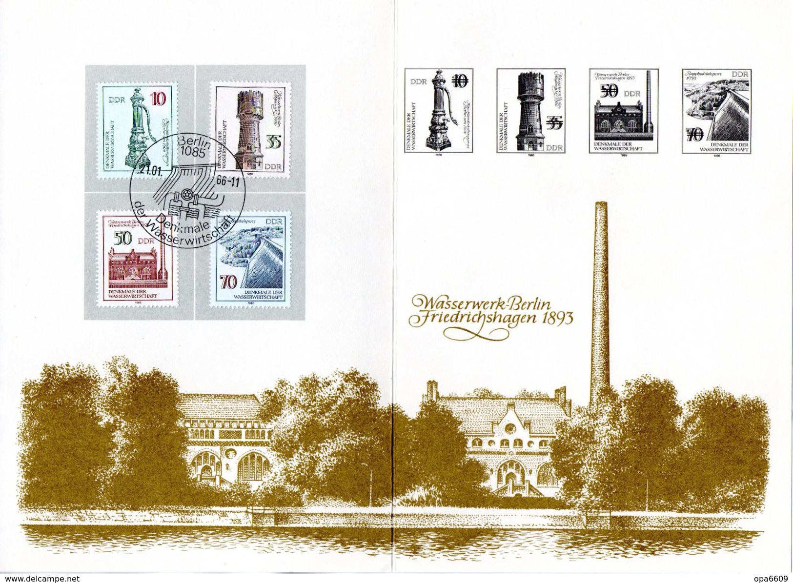 DDR 4-seitiges A5-Ersttagsblatt "Denkmale Der Wasserwirtschaft" ESST. 21.1.86 BERLIN - 1. Tag - FDC (Ersttagblätter)