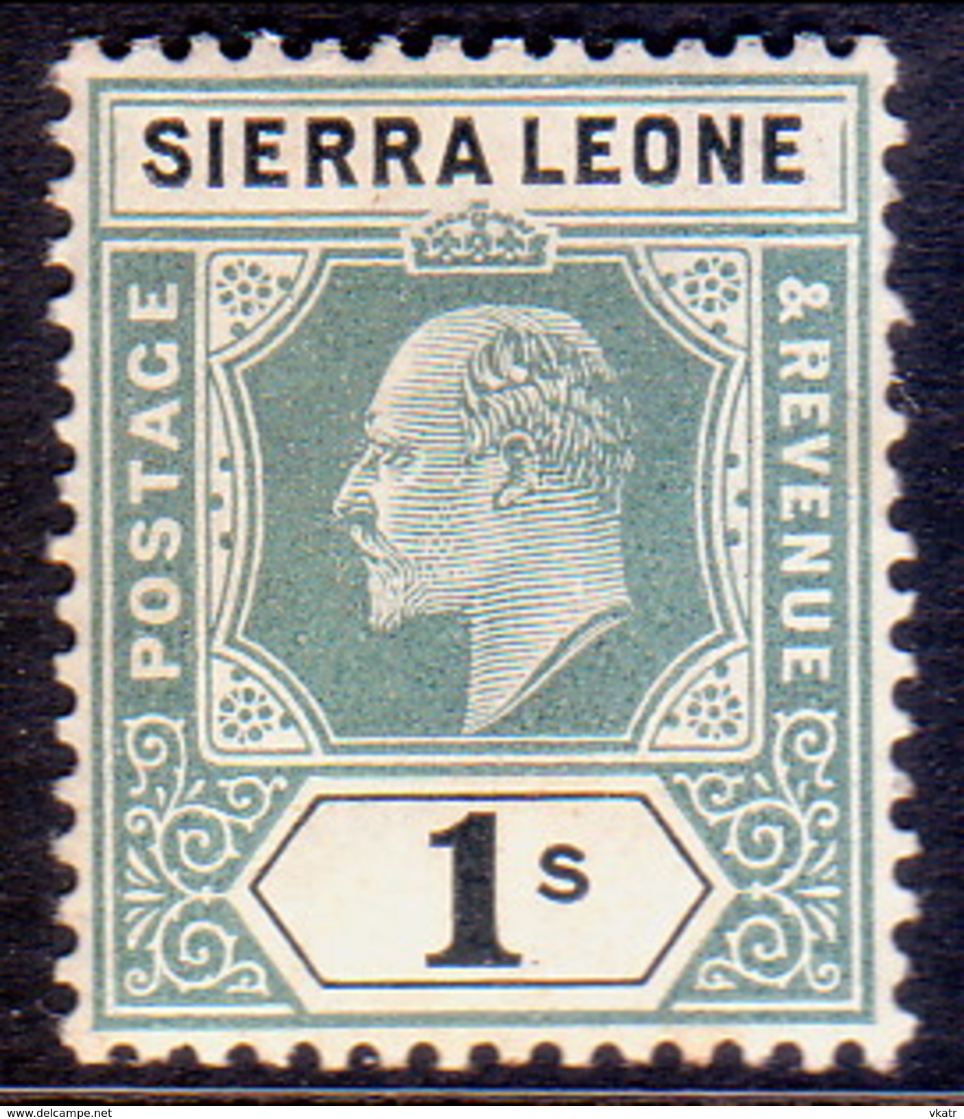 SIERRA LEONE 1905 SG #95 1sh Green And Black MLH Wmk Mult.Crown CA - Sierra Leone (...-1960)