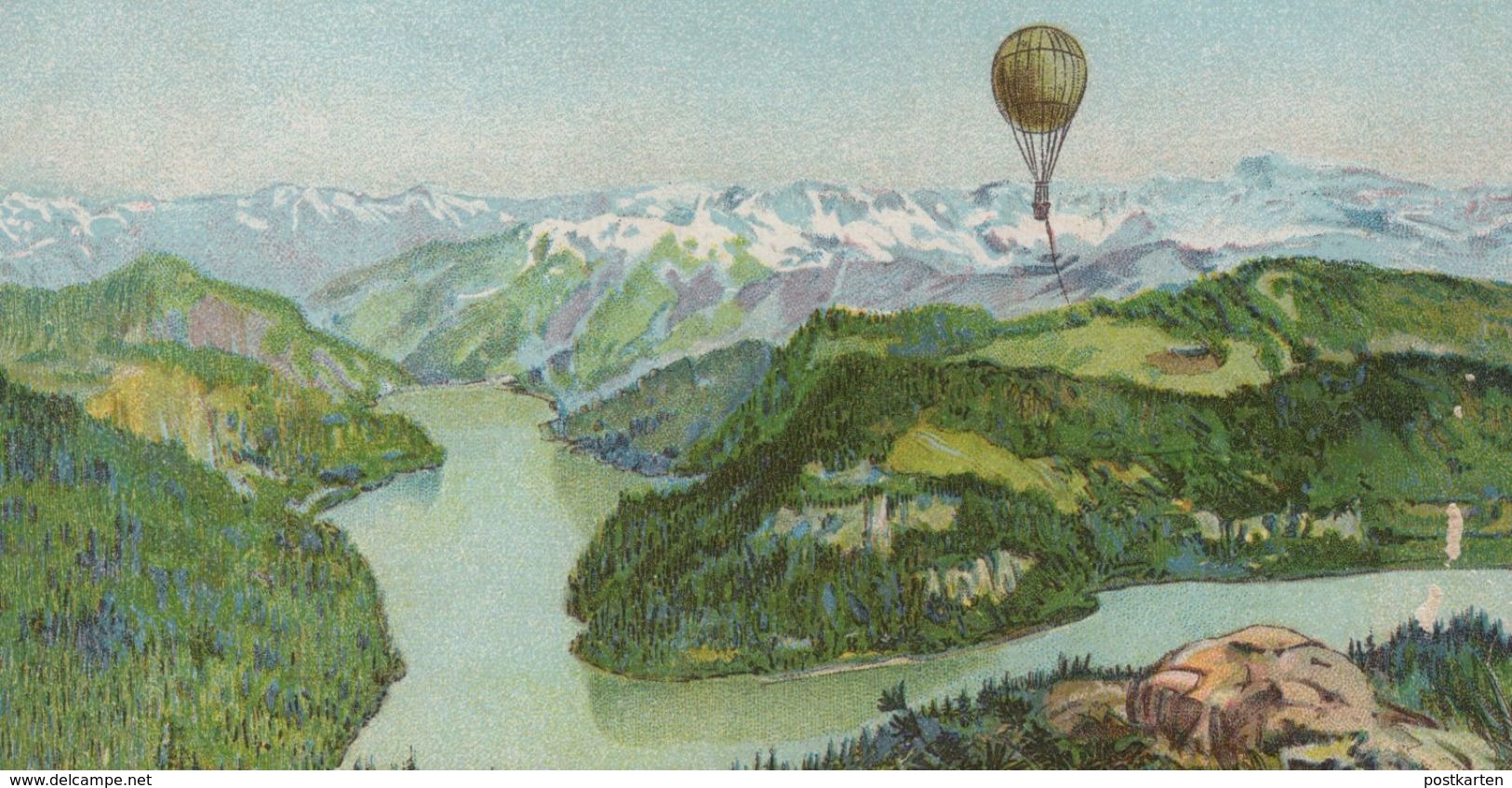 ALTE LITHO POSTKARTE SPELTERINI CROSSING THE ALPS IN A GAS BALLOON Expedition Ansichtskarte AK Postcard Cpa - Missionen