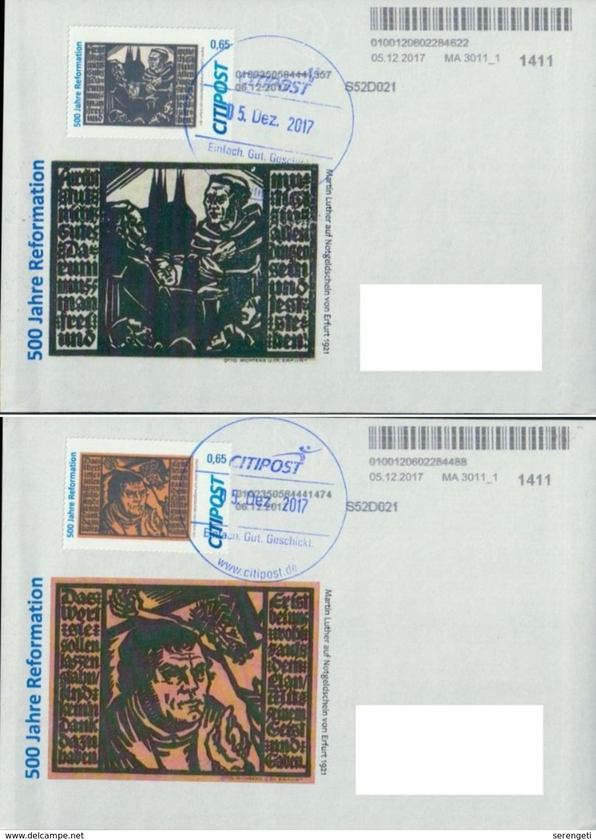 Deutschland Citipost '500 J. Reformation, Luther Melanchthon Müntzer' / Germany '500th Ann. Of Reformation' FDC 2017 - Christentum