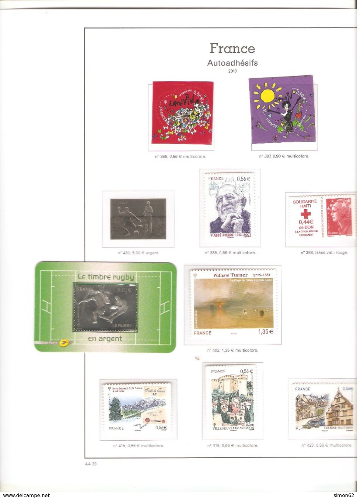 FRANCE COLLECTION COMPLETE ANNEE 2010/2011 AVEC BLOCS  CARNETS  TIMBRES AUTOADHESIFS DANS ALBUM YVERT TELLIER AVEC POCHE - 2010-2019