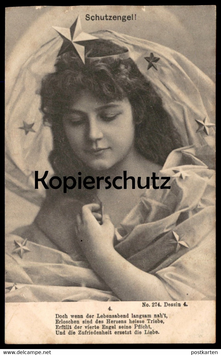 ALTE POSTKARTE SCHUTZENGEL LEBENSABEND NAHT VIERTER ENGEL TOD KIND Angel Ange Mädchen Enfant Girl Ansichtskarte Postcard - Engelen