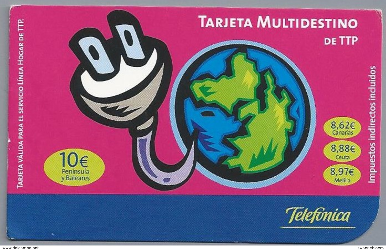 ES.- Telefonica De Espana. Tarjeta Multidestino De TTP. Telefonica. 2 Scans - Telefonica