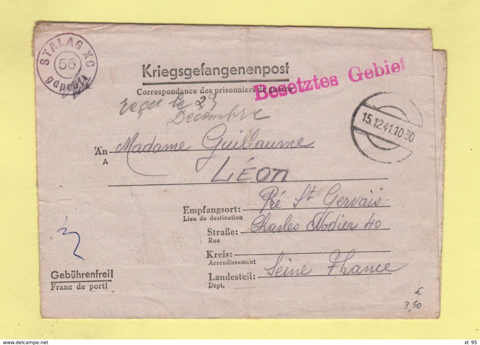 Correspondance De Prisonniers De Guerre - Stalag XC - 1941 - Guerra Del 1939-45