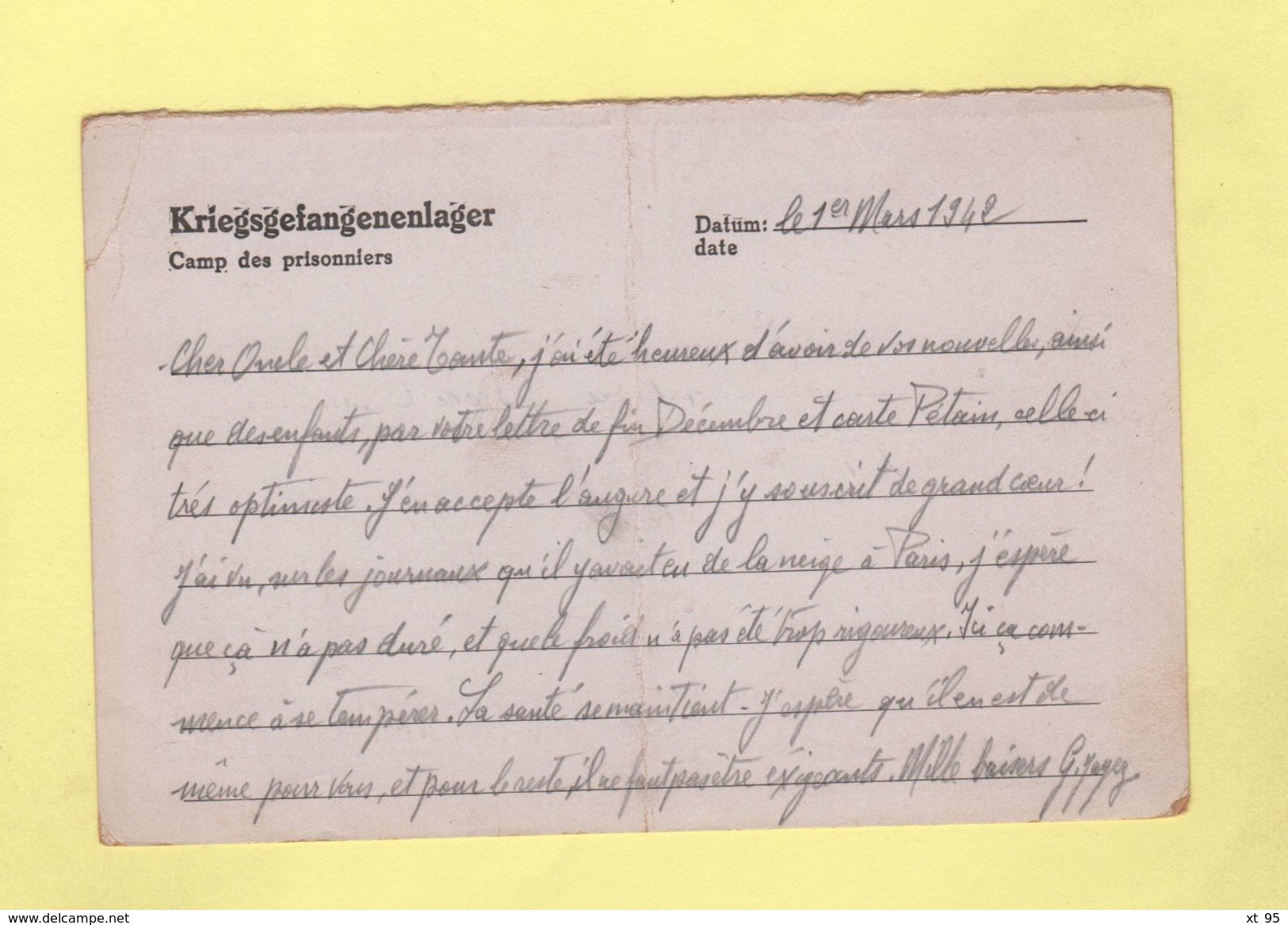 Correspondance De Prisonniers De Guerre - Stalag IIIA - 1942 - 2. Weltkrieg 1939-1945