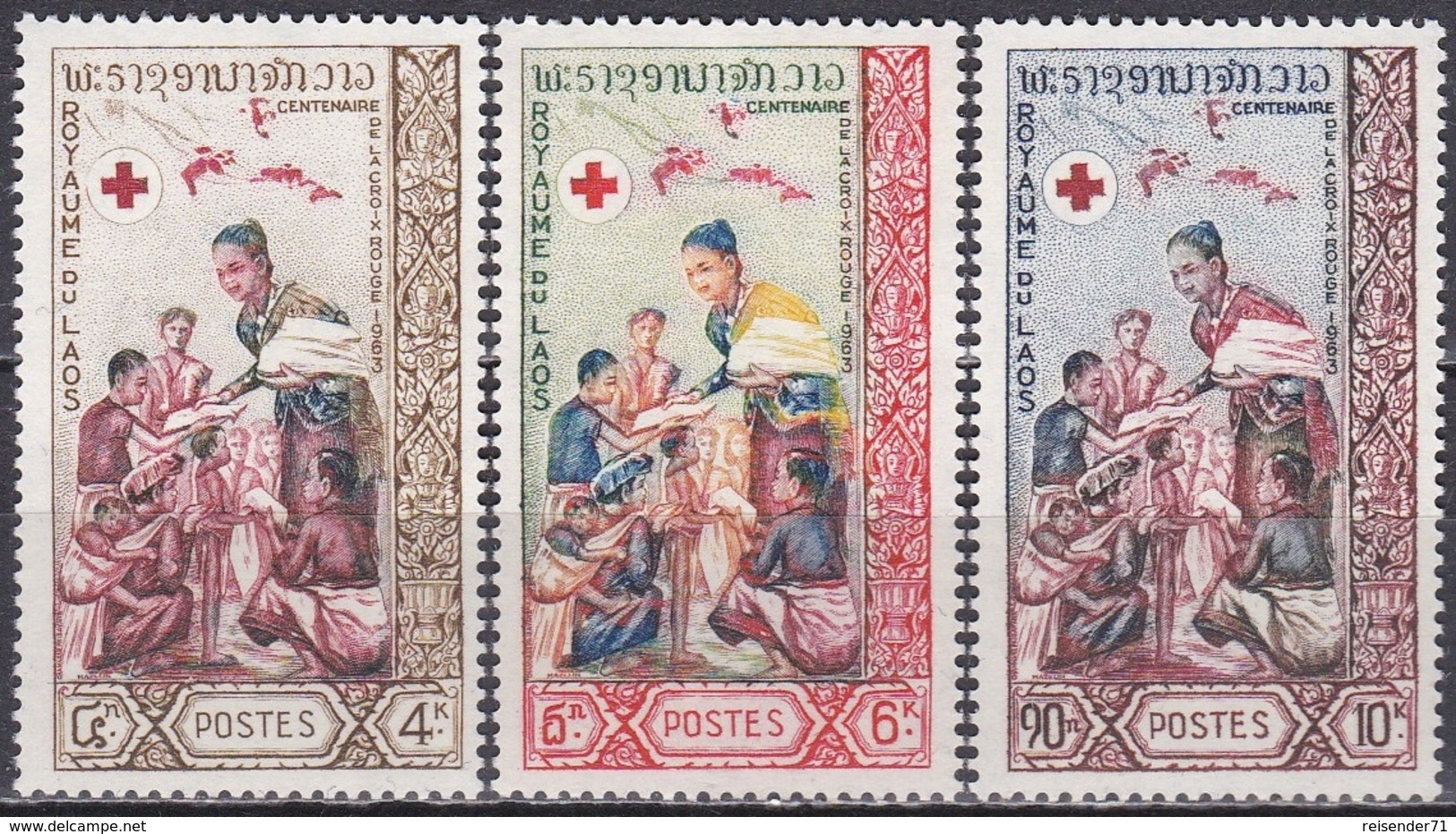 Laos 1963 Organisationen Rotes Kreuz Red Cross Gesundheit Medizin, Mi. 132-4 ** - Laos