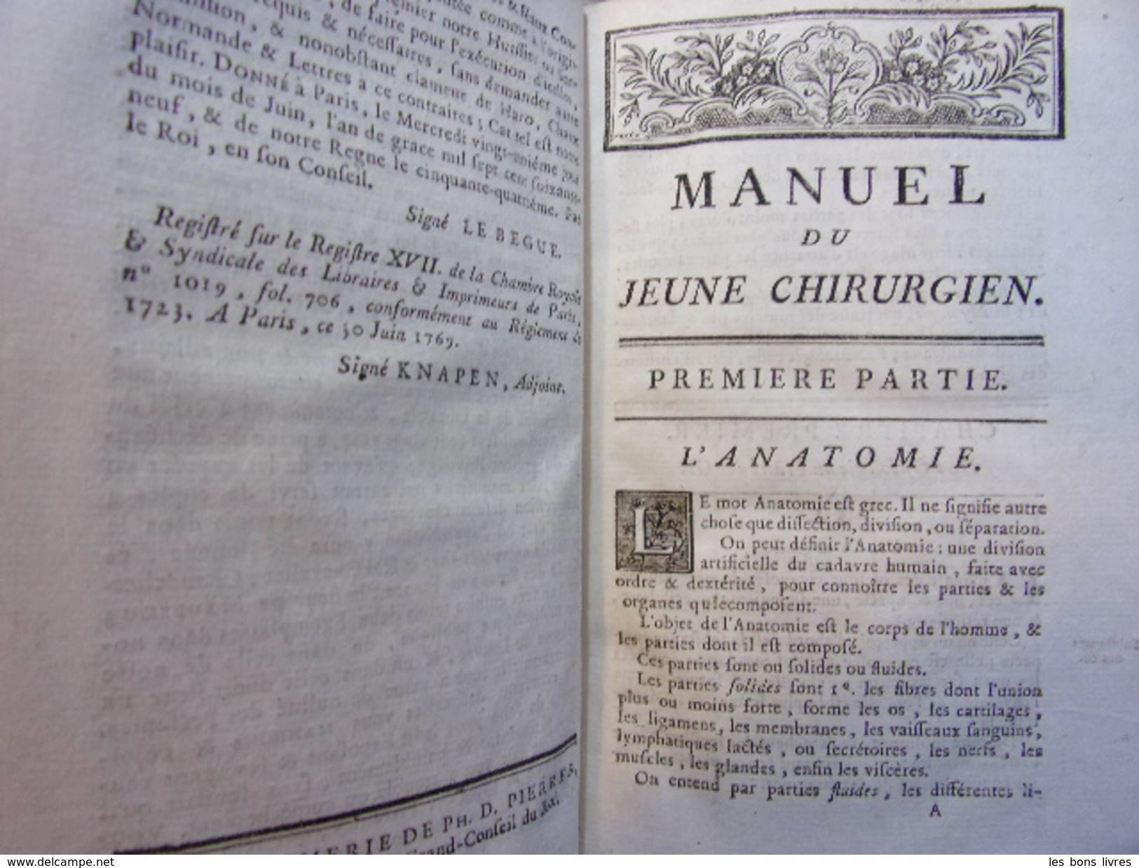 MANUEL DU JEUNE CHIRURGIEN + Précis De Pharmacie Chirurgicale 1771 - Tot De 18de Eeuw