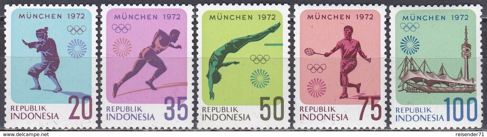 Indonesien Indonesia 1972 Sport Olympia Olympischen Spiele München Munich Judo Federball, Mi. 711-5 ** - Indonesien