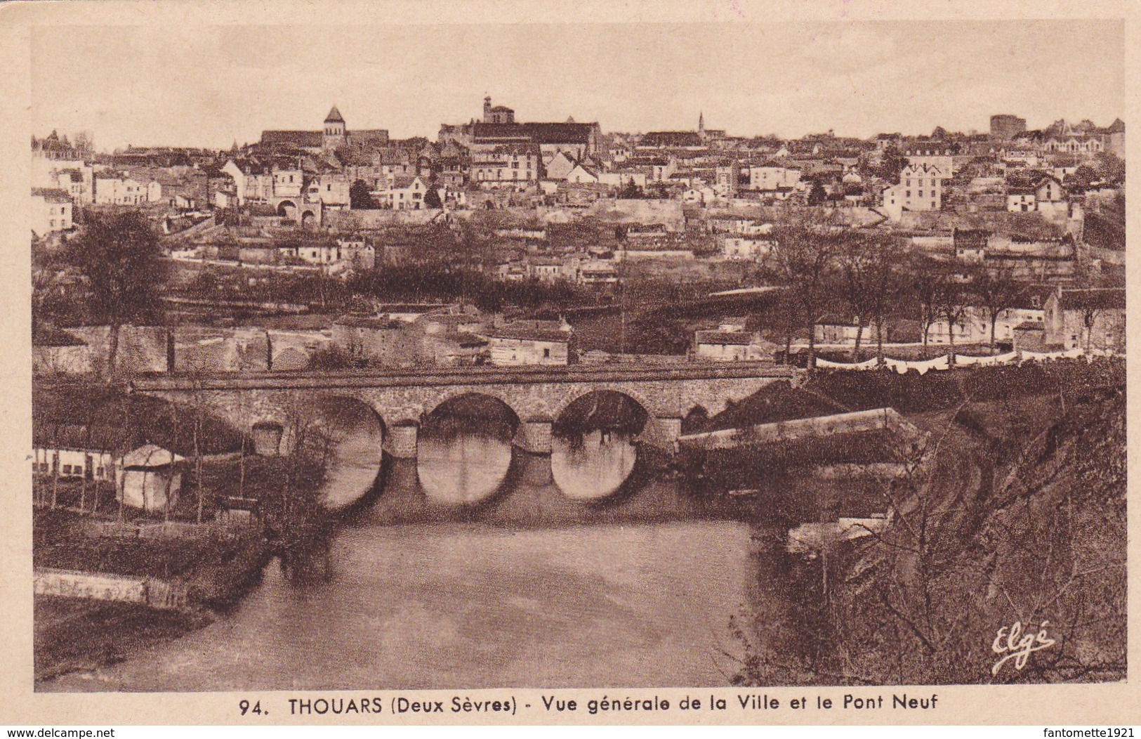 THOUARS VUE GENERALE DE LA VILLE ET LE PONT NEUF (dil177) - Thouars