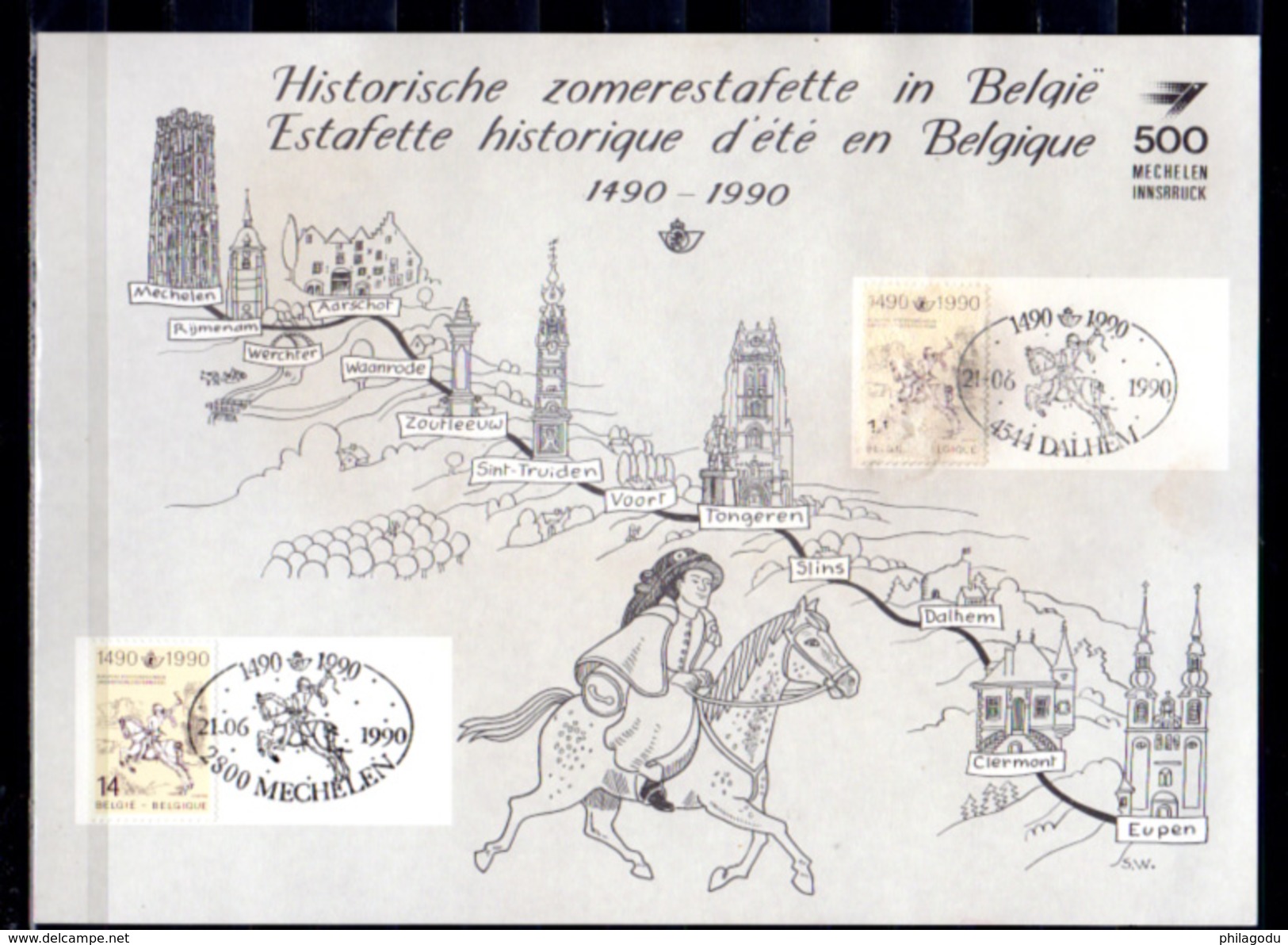 1990   Feuillet Souvenir Des Relais Historique, 2350HKs2, Cote 110 €, - Souvenir Cards - Joint Issues [HK]