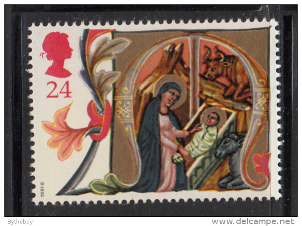 Great Britain 1991 MNH Scott #1417 24p Illuminated Letter M - Christmas - Neufs