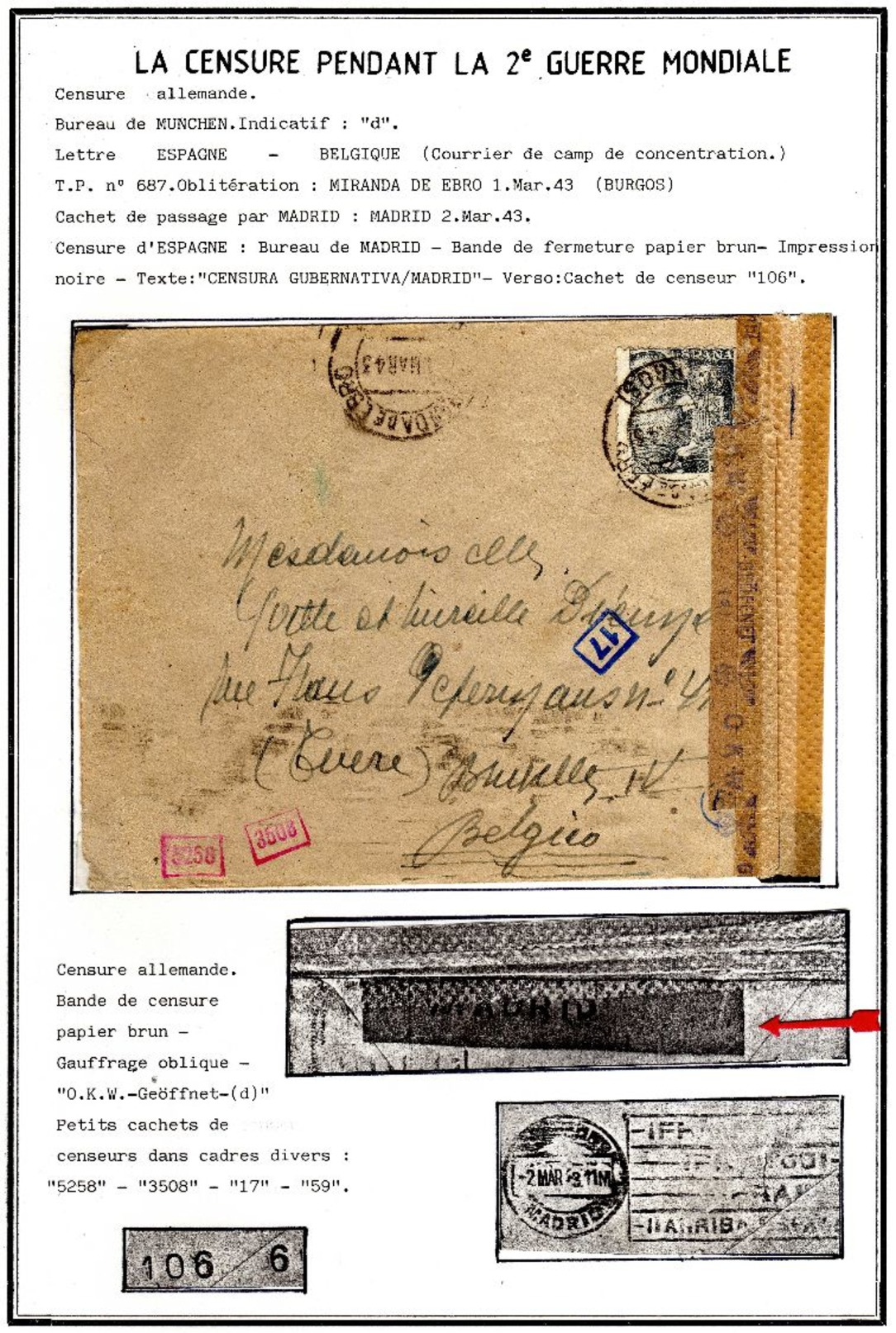 Camp De Concentration De "MIRANDA De EBRO (Borgos)" 11 Documents Du 24/09/42 Au 21/10/43 Exceptionnel RR 11 Scans 675€ - Guerre 40-45 (Lettres & Documents)