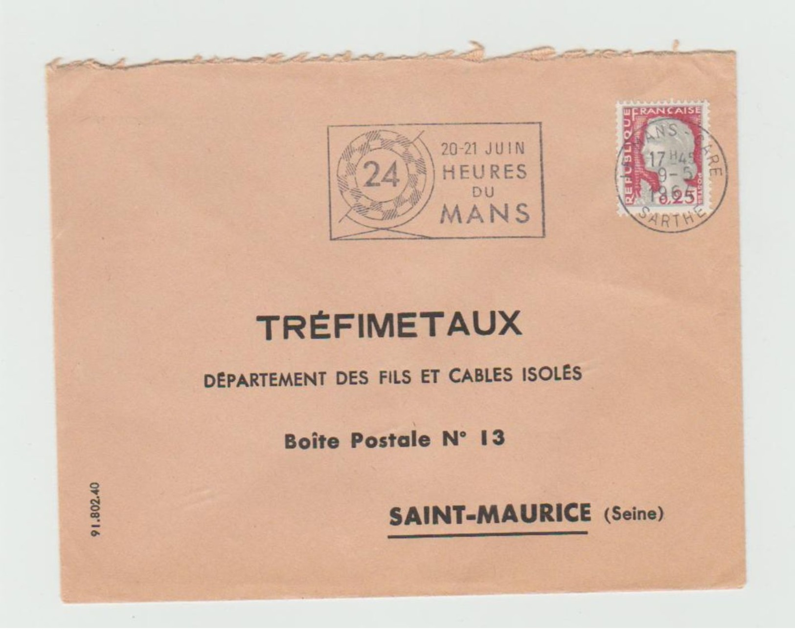 LSC 1964 - Flamme 24 HEURES DU MANS - Cachet LE MANS Gare  (SARTHE) - Oblitérations Mécaniques (flammes)