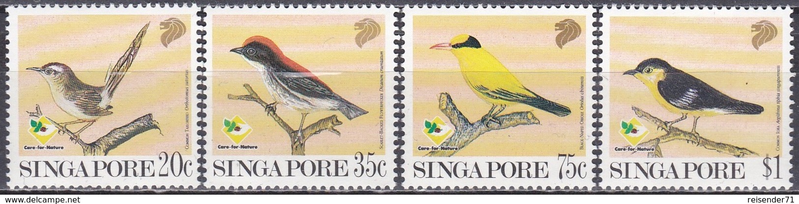 Singapur Singapore 1991 Tiere Fauna Animals Vögel Birds Naturschutz, Mi. 636-9 ** - Singapur (1959-...)