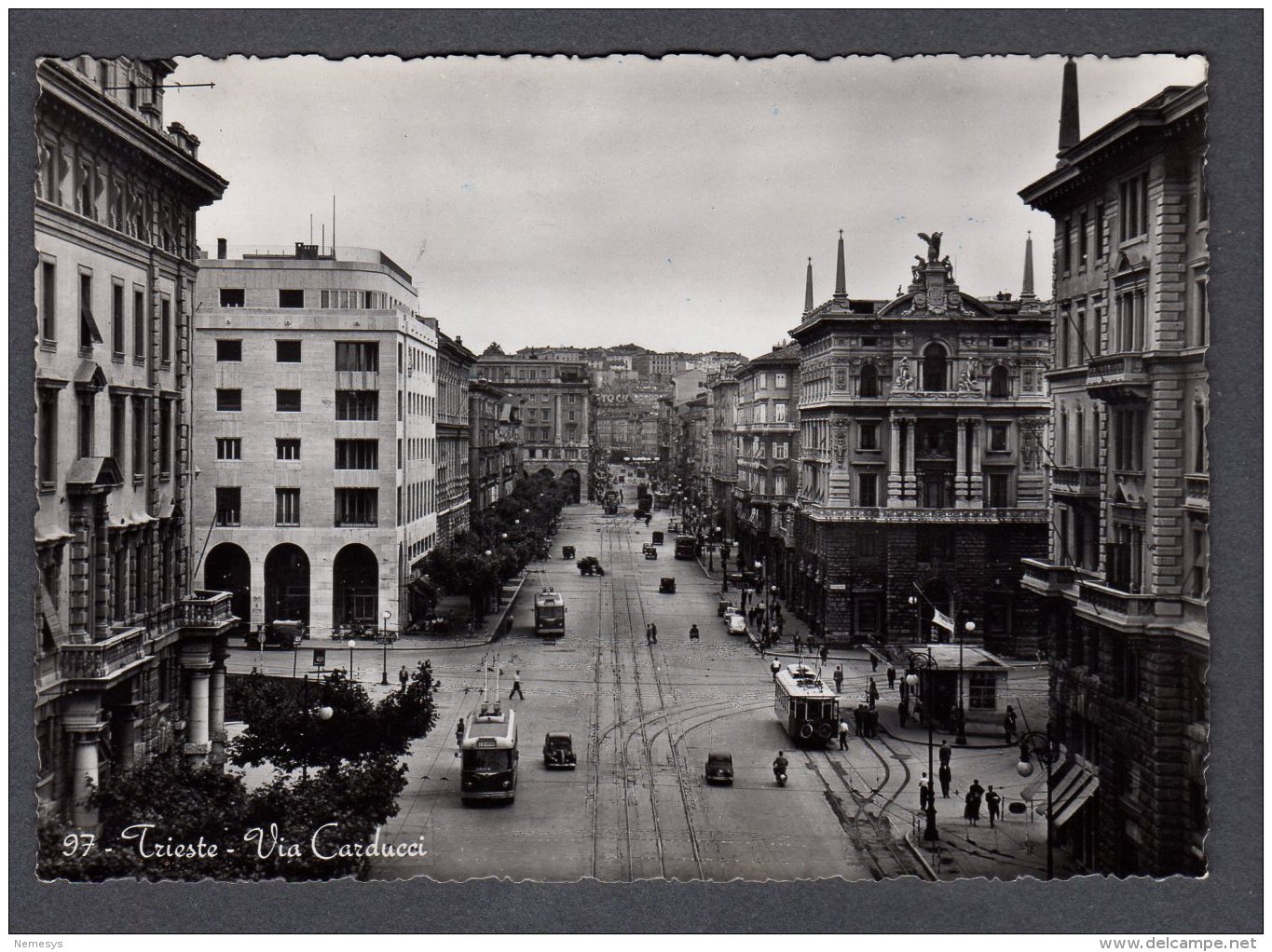 1958 TRIESTE Via Carducci FG V  SEE 2 SCANS Animata Filobus Tram - Trieste