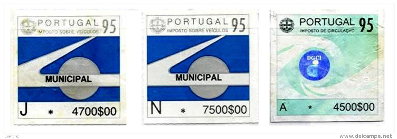PORTUGAL, Automobile Licence, PB 599, 602, 615, Cat. &euro; 18 - Neufs