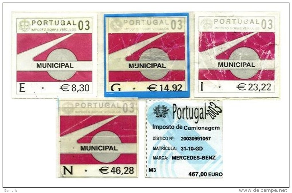 PORTUGAL, Automobile Licence, PB 916/20 Disc., 924, 943, Cat. &euro; 45 - Nuevos