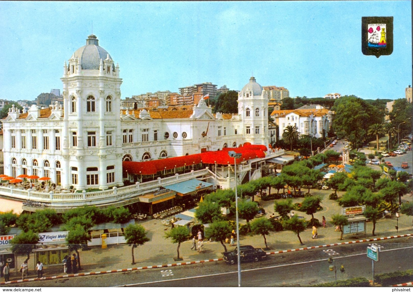 TARJETA POSTAL CIRCULADA ,  CANTABRIA - SANTANDER , PLAZA DE ITALIA Y CASINO - Cantabria (Santander)