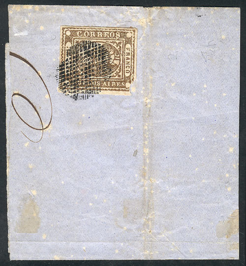 ARGENTINA: GJ.10, IN Ps. Dun, Very Attractive Example Of 4 Huge Margins (with Bott - Buenos Aires (1858-1864)