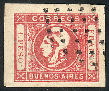 ARGENTINA: GJ.21A, 1P. Rose-carmine, Almost Clear Impression, Huge Margins (from T - Buenos Aires (1858-1864)