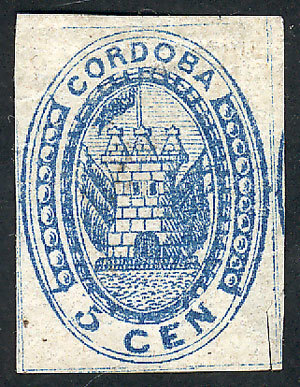 ARGENTINA: GJ.1, 5c. Blue, Mint Without Gum, Very Fine Quality! - Cordoba (1858-1860)