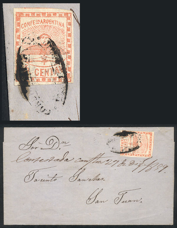 ARGENTINA: Folded Cover Sent To San Juan Franked With 5c. Confederation (GJ.1), Wi - Nuevos