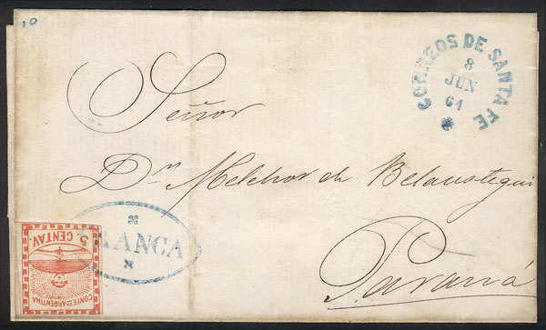 ARGENTINA: GJ.1, Franking A Folded Cover Sent To Paraná On 8/JUN/1861, With Double - Nuevos