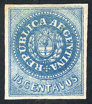 ARGENTINA: GJ.9, 15c. Blue, SPERATI FORGERY, Excellent And Rare! - Unused Stamps