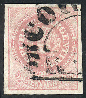 ARGENTINA: GJ.10, 5c. Rose, Used In Córdoba, Superb! - Unused Stamps