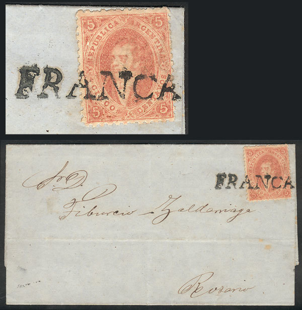 ARGENTINA: Entire Letter Sent From RIO CUARTO To Rosario On 25/JUN/1865, Franked W - Usados