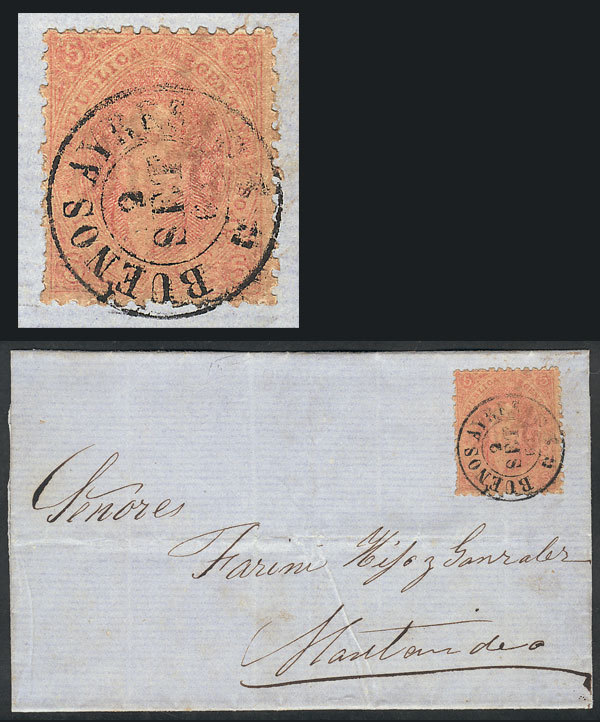 ARGENTINA: GJ.20, 3rd Printing, Absolutely Superb Example Franking An Entire Lette - Usados