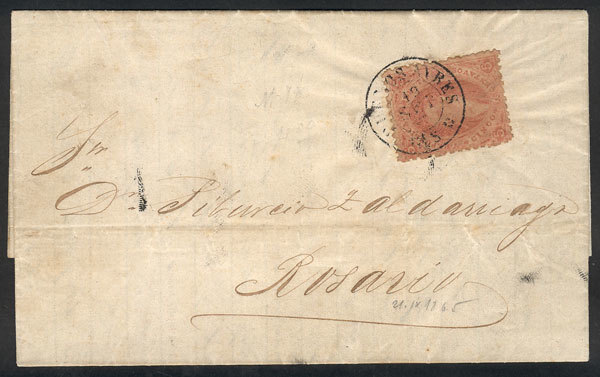 ARGENTINA: GJ.20, 3rd Printing, Franking An Entire Letter From Buenos Aires To Ros - Usados