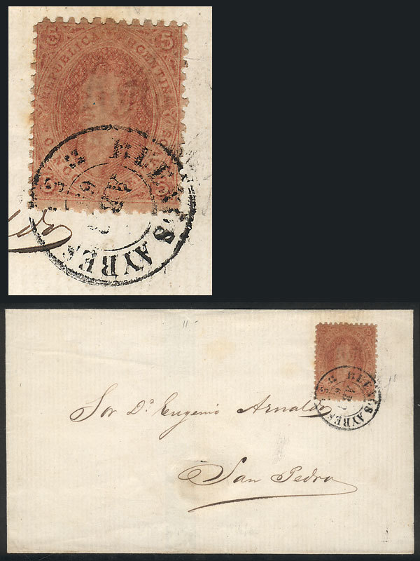 ARGENTINA: GJ.20, 3rd Printing, Superb Example Franking A Folded Cover Sent From B - Usados