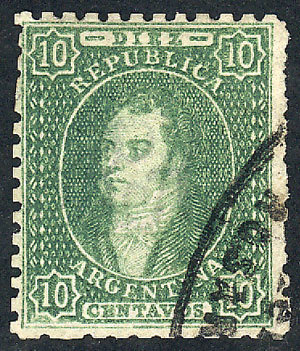 ARGENTINA: GJ.21, 10c. Very Clear Impression, Used In Rosario, Absolutely Superb! - Used Stamps