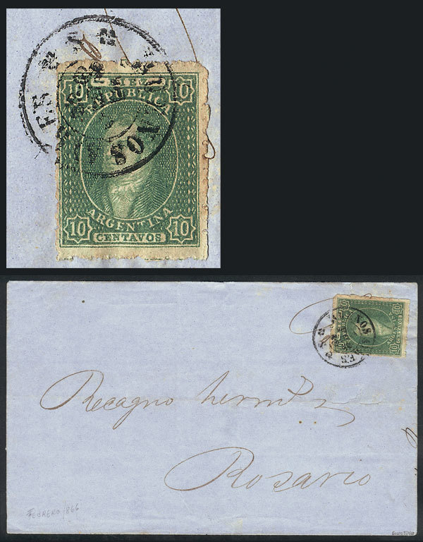 ARGENTINA: GJ.21, 10c. Clear Impression, Stamp Of Excellent Quality Franking A Fol - Oblitérés