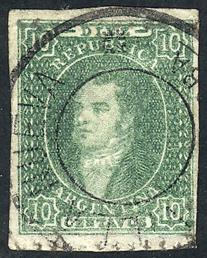 ARGENTINA: GJ.23, With Double Circle "VILLA NUEVA - CORDOBA" Cancel Without Date, - Oblitérés