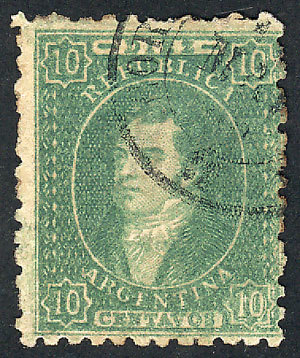 ARGENTINA: GJ.23, Very Bright Yellowish Green, Absolutely Superb! - Used Stamps