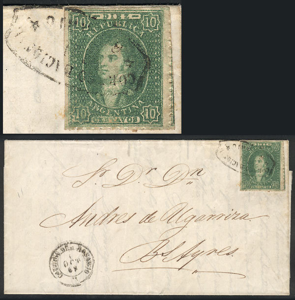 ARGENTINA: GJ.23, Absolutely Superb Example Franking An Entire Letter Sent From Ro - Oblitérés