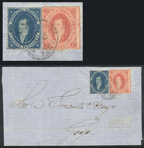 ARGENTINA: RARE COMBINATION: Nice Postage Combining One Example Of 15c. Dark Blue - Used Stamps