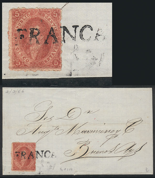 ARGENTINA: GJ.25, 4th Printing, Lilac-ish Dark Rose Color, Superb Example Franking - Used Stamps
