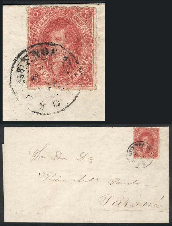 ARGENTINA: GJ.25, 4th Printing, Superb Example Franking An Entire Letter Sent From - Used Stamps