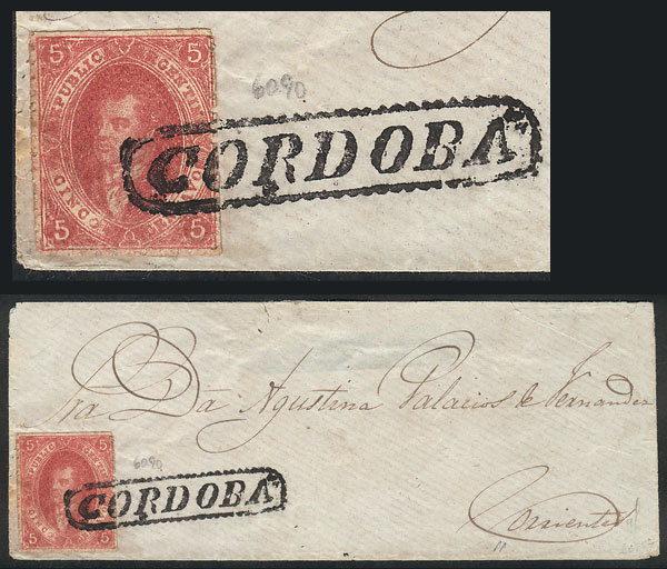 ARGENTINA: GJ.25, 4th Printing, Superb Example Franking A Small Cover To Corriente - Used Stamps