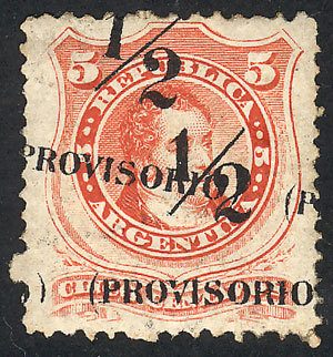 ARGENTINA: GJ.59h, Small P, With Variety "Double Overprint, One Diagonal", VF Qual - Autres & Non Classés