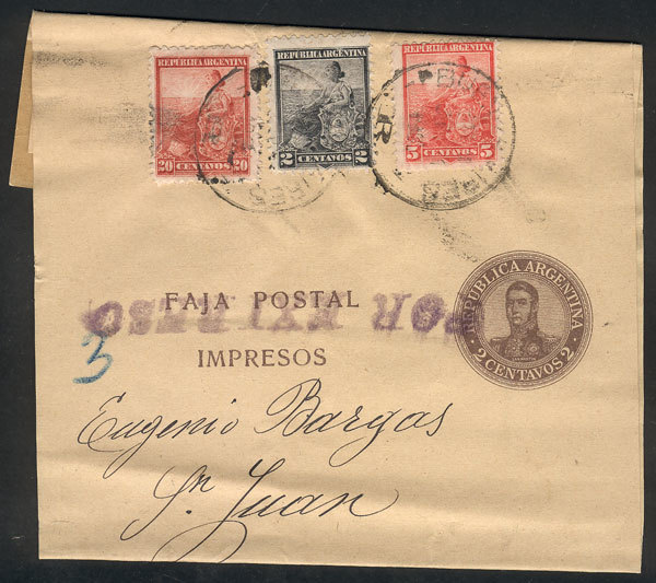 ARGENTINA: RARE USE OF WRAPPER: Wrapper Of 2c. "San Martin In Medalion" Uprated Wi - Other & Unclassified