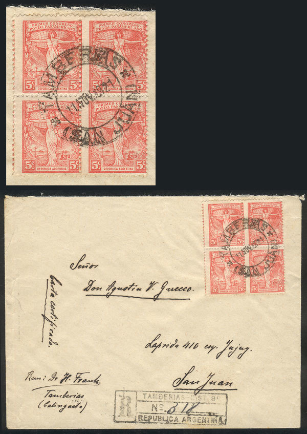 ARGENTINA: RARE CANCEL: Registered Cover Sent From TAMBERÍAS To San Juan On 11/NO/ - Autres & Non Classés