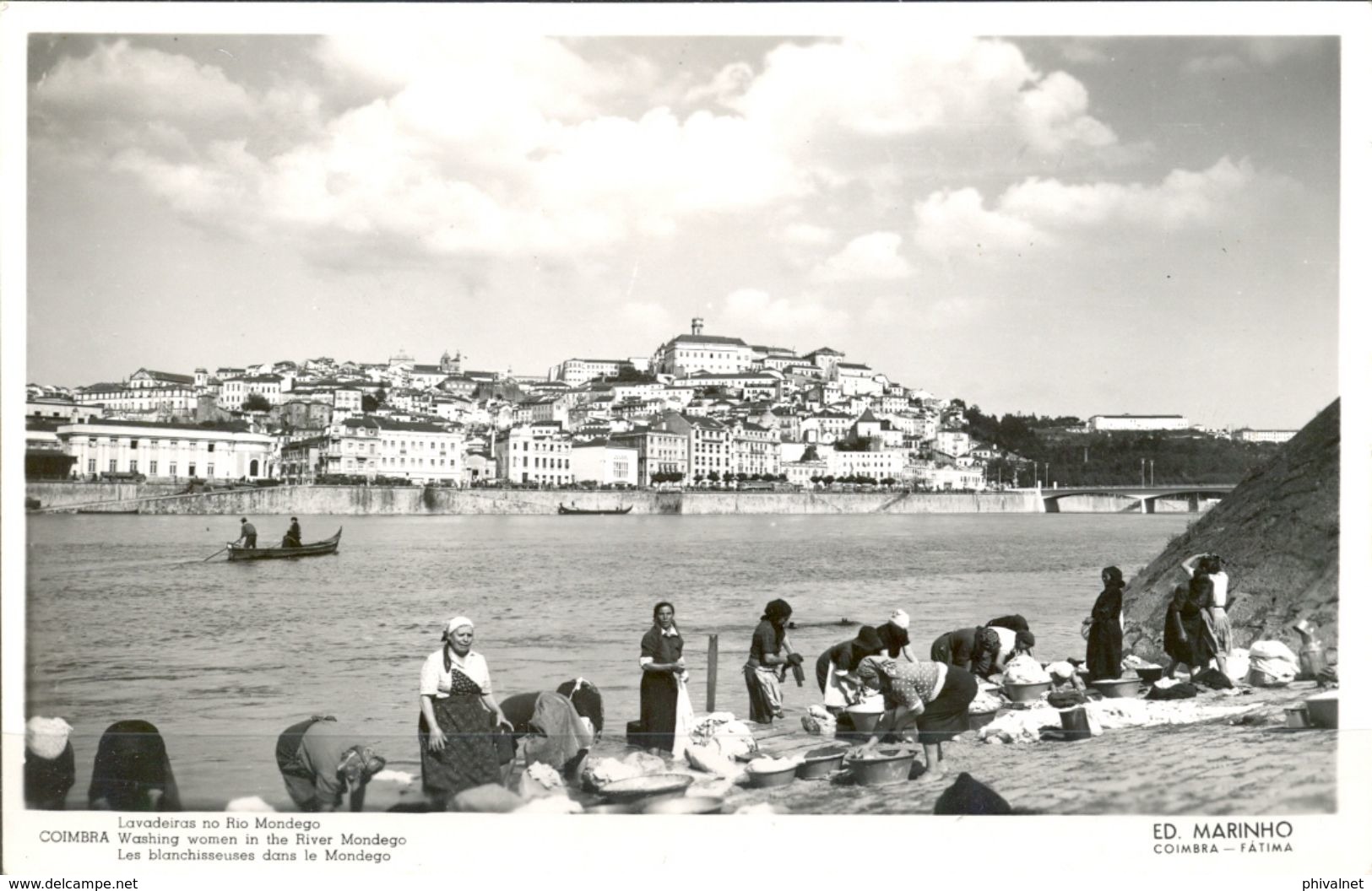 PORTUGAL - TARJETA POSTAL NO CIRCULADA , COIMBRA , LAVANDEIRAS NO RIO MONDEGO - Coimbra