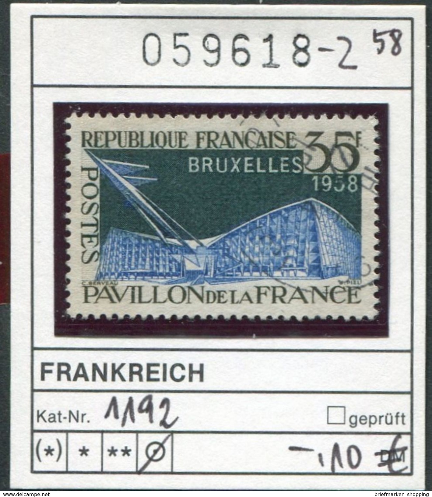 Frankreich 1958 - France 1958 - Michel 1192 - Oo Oblit. Used Gebruikt - Used Stamps